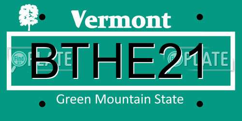 BTHE21 Vermont License Plate