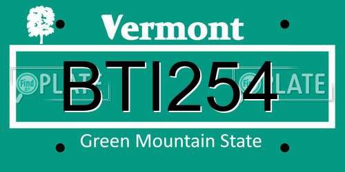 BTI254 Vermont License Plate