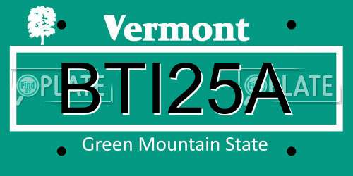 BTI25A Vermont License Plate