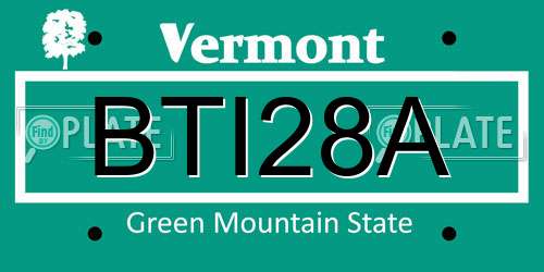 BTI28A Vermont License Plate