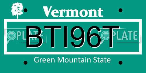 BTI96T Vermont License Plate