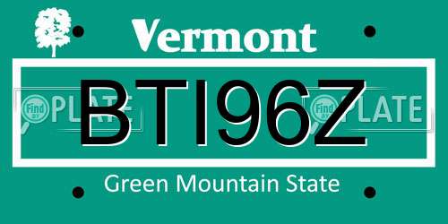 BTI96Z Vermont License Plate
