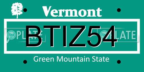 BTIZ54 Vermont License Plate