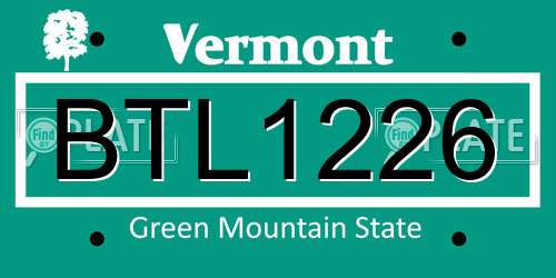 BTL1226 Vermont License Plate