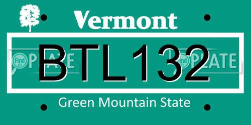 BTL132 Vermont License Plate