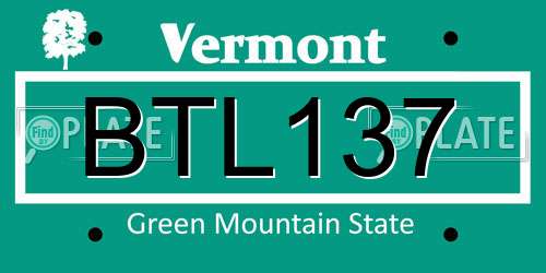 BTL137 Vermont License Plate