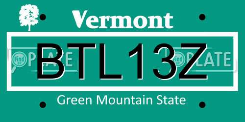BTL13Z Vermont License Plate