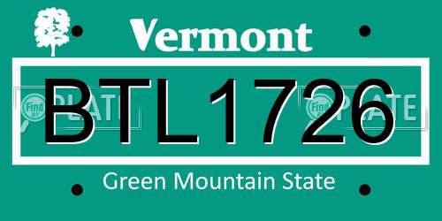 BTL1726 Vermont License Plate