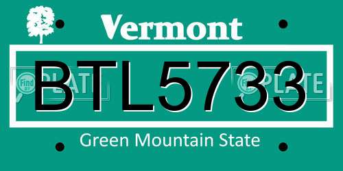 BTL5733 Vermont License Plate