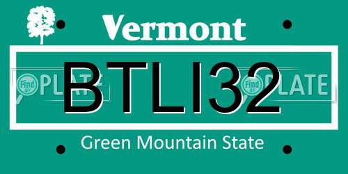 BTLI32 Vermont License Plate