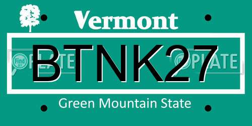 BTNK27 Vermont License Plate