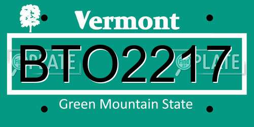 BTO2217 Vermont License Plate