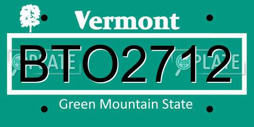 BTO2712 Vermont License Plate