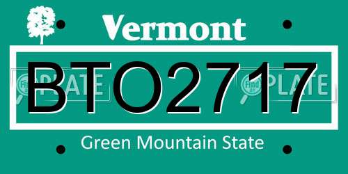 BTO2717 Vermont License Plate