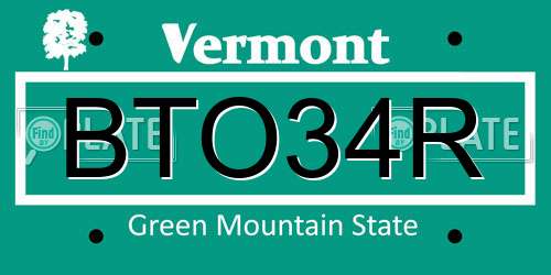 BTO34R Vermont License Plate