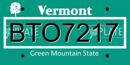 BTO7217 Vermont License Plate