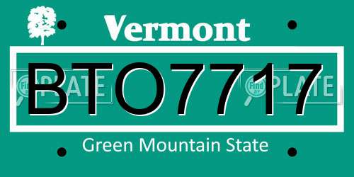 BTO7717 Vermont License Plate