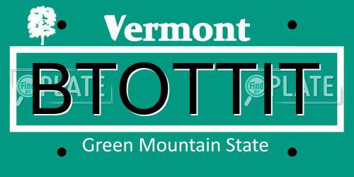 BTOTTIT Vermont License Plate