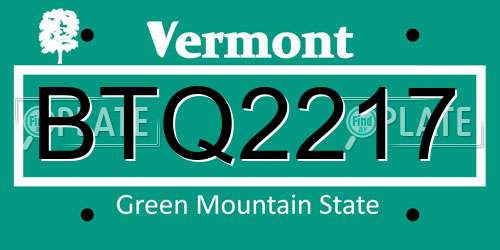BTQ2217 Vermont License Plate