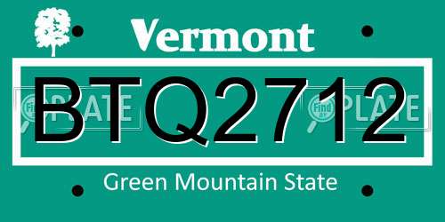 BTQ2712 Vermont License Plate