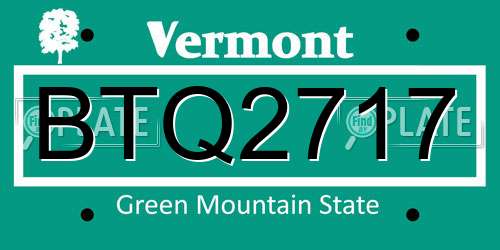 BTQ2717 Vermont License Plate
