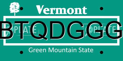 BTQDGGG Vermont License Plate
