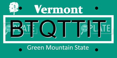 BTQTTIT Vermont License Plate