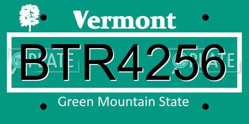 BTR4256 Vermont License Plate