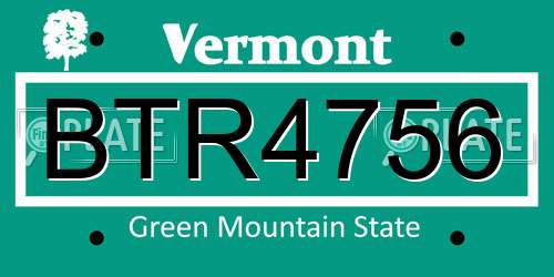 BTR4756 Vermont License Plate