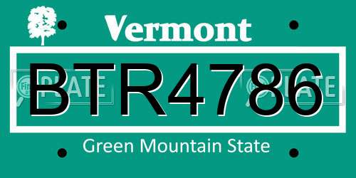 BTR4786 Vermont License Plate