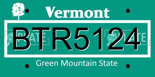 BTR5124 Vermont License Plate