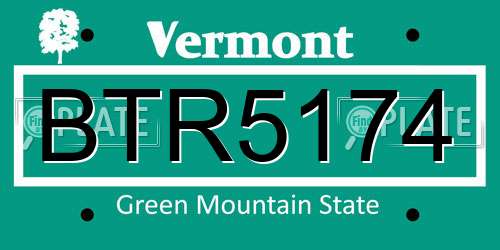 BTR5174 Vermont License Plate