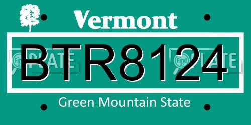 BTR8124 Vermont License Plate