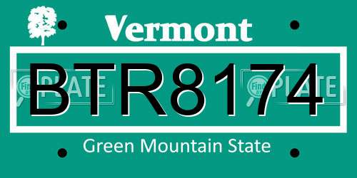 BTR8174 Vermont License Plate