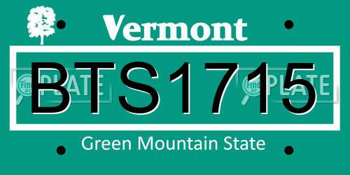 BTS1715 Vermont License Plate
