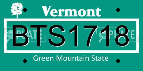 BTS1718 Vermont License Plate