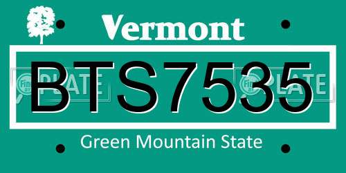 BTS7535 Vermont License Plate