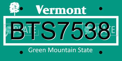 BTS7538 Vermont License Plate