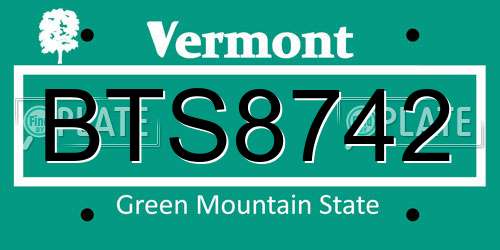 BTS8742 Vermont License Plate