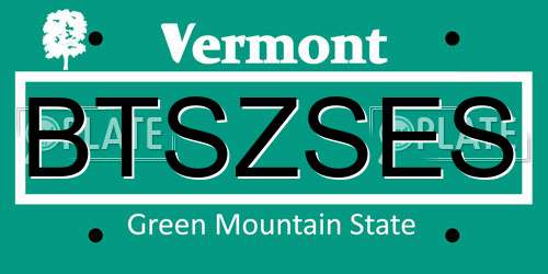 BTSZSES Vermont License Plate