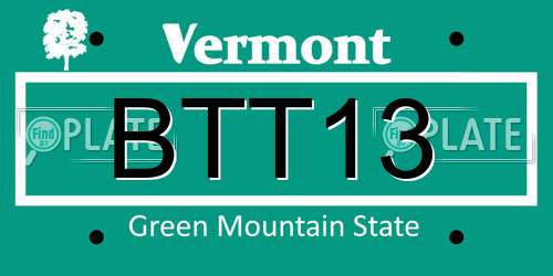 BTT13 Vermont License Plate