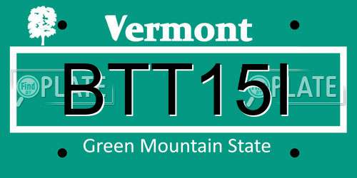 BTT15I Vermont License Plate