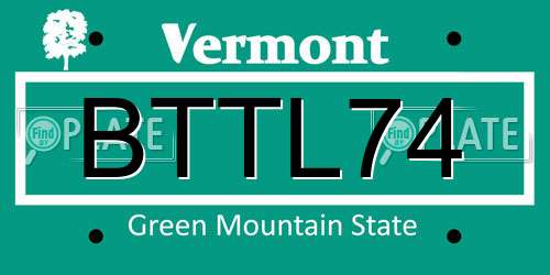 BTTL74 Vermont License Plate