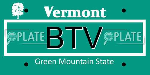 BTV Vermont License Plate