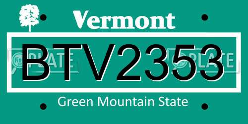 BTV2353 Vermont License Plate