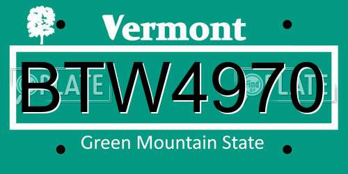 BTW4970 Vermont License Plate