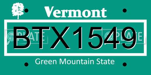 BTX1549 Vermont License Plate