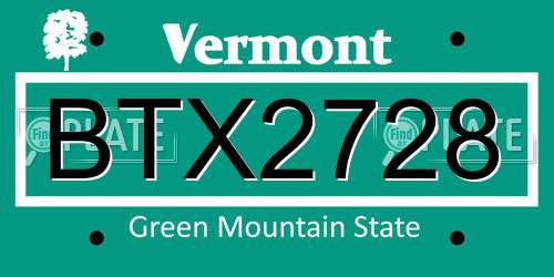BTX2728 Vermont License Plate