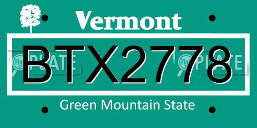 BTX2778 Vermont License Plate