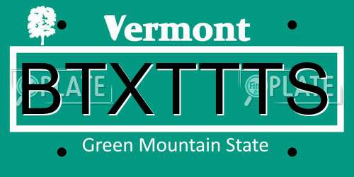 BTXTTTS Vermont License Plate